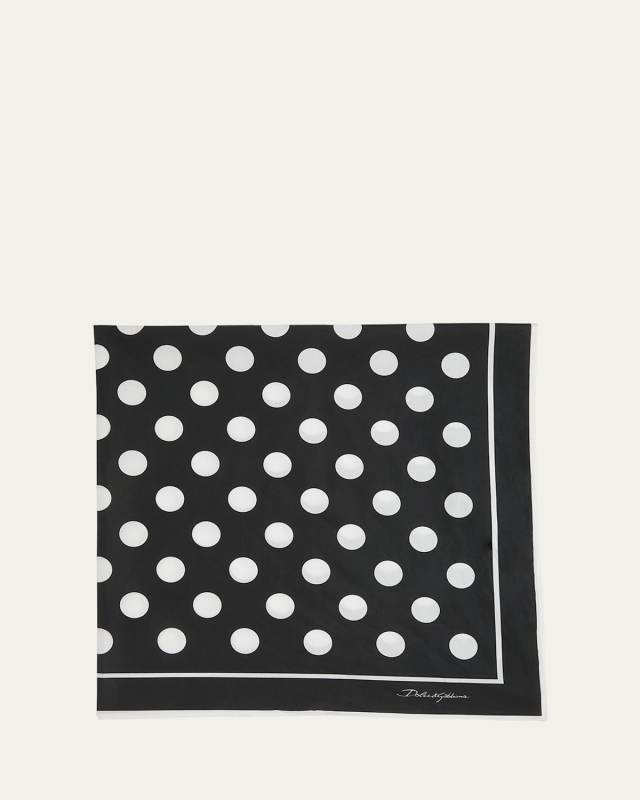 Polka-Dot Cotton Square Scarf